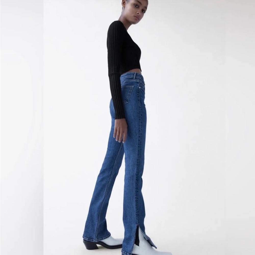 Zara Hi-Rose Boot Cut Jeans with Ankle Slit